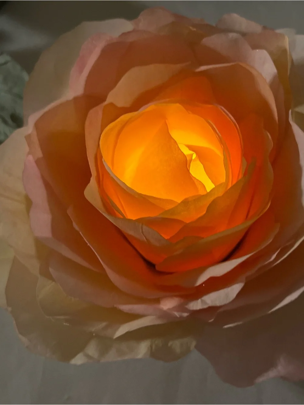 LED Votive cover Rose Accent Bloom. Hand crafted USA